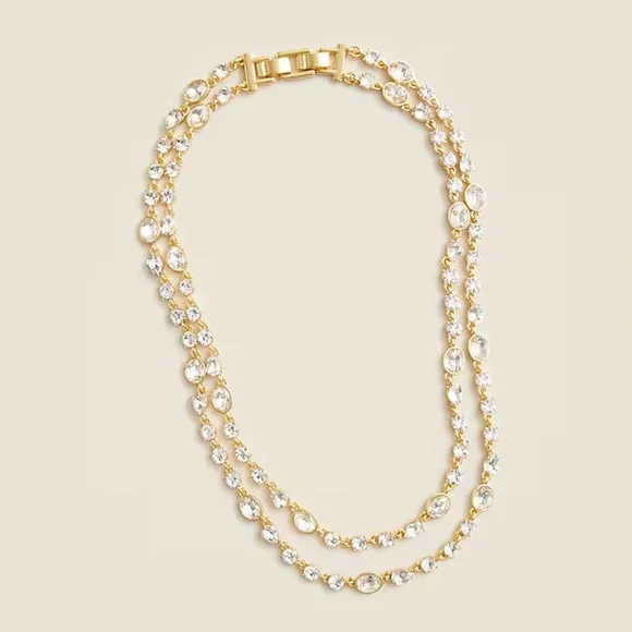 J. Crew Layered Gold Necklace with Clear Crystals NWT - SOLD OUT - Picture 8 of 8